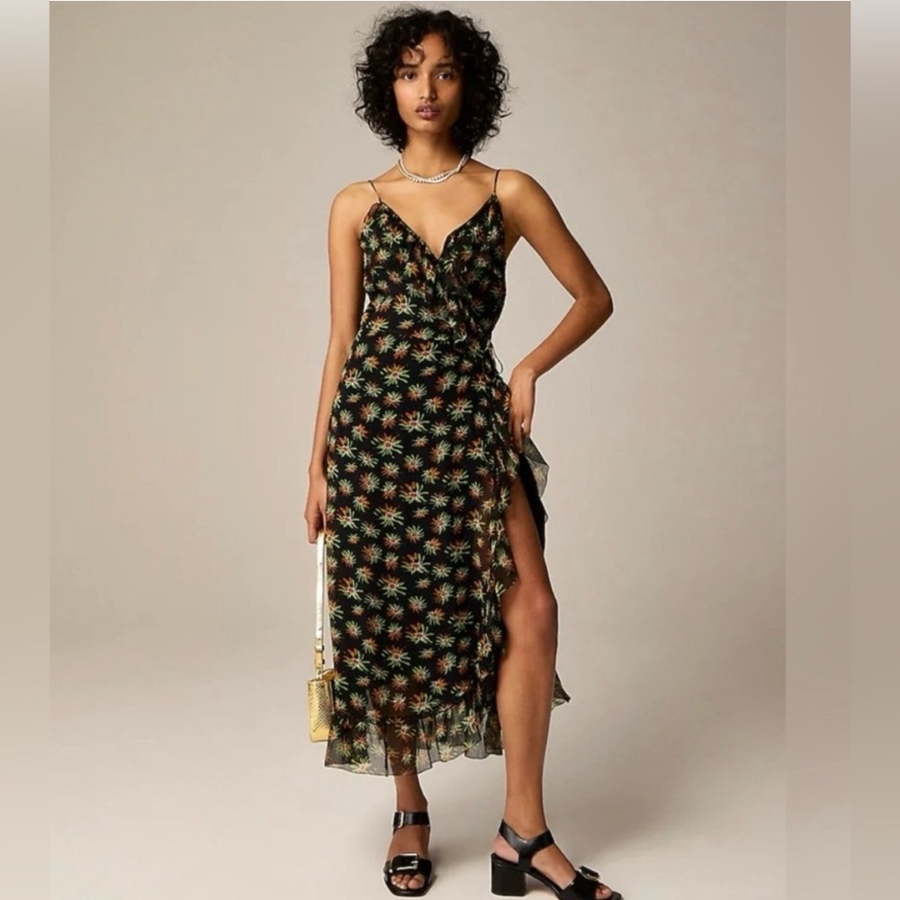JCREW Flutter wrap dress in sunburst floral SZ 12 gently used.